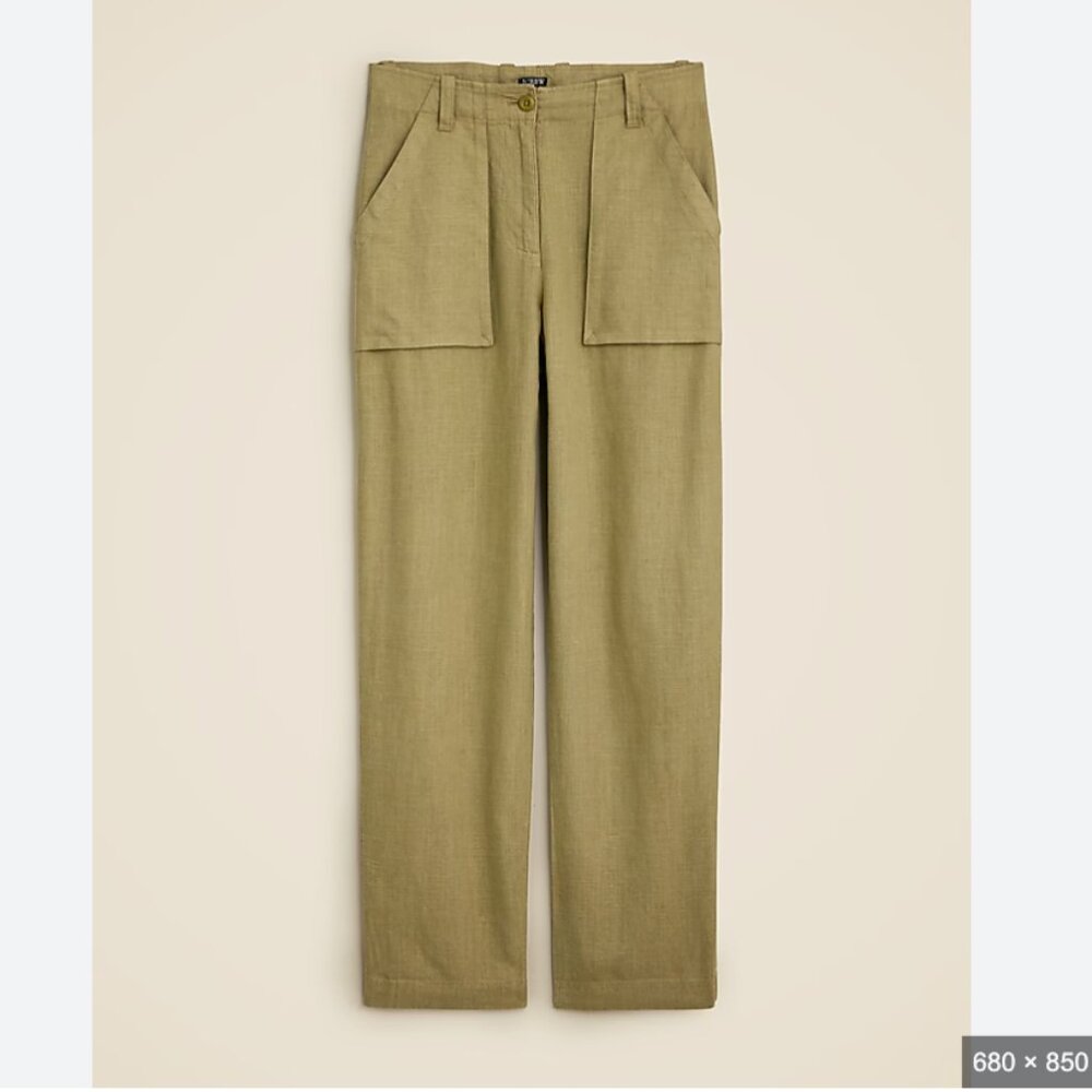 J. Crew Cargo Linen blend pant size 2 color: linden green